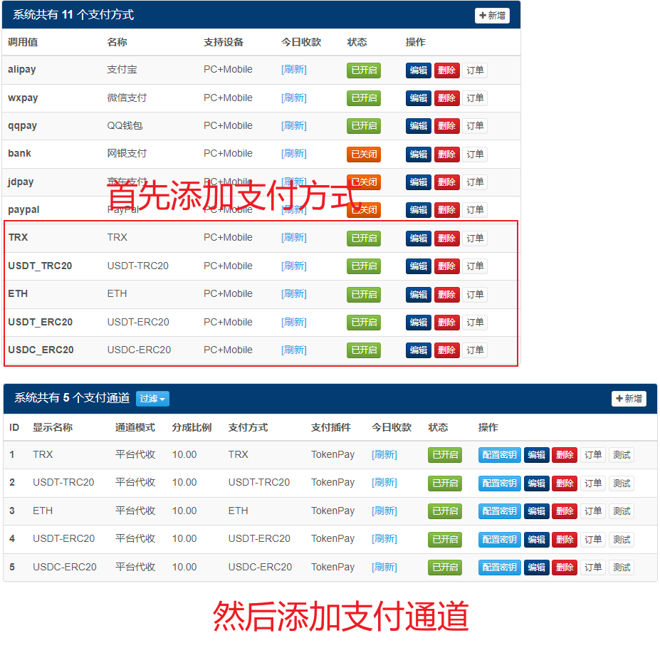 彩虹易支付支付方式配置